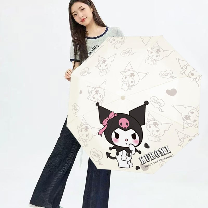 PARTY BUZZ Automatic Windproof Travel Umbrella, Waterproof UV Protection Folding Umbrella, Cartoon Portable Compact Umbrella Easy Auto Open, for Girls and Women - Image 4